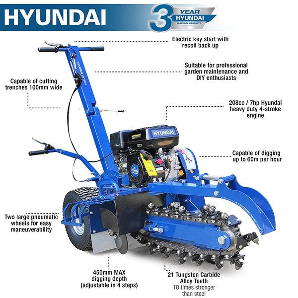 Hyundai Trencher HYTR70 210CC/7HP Petrol Trencher