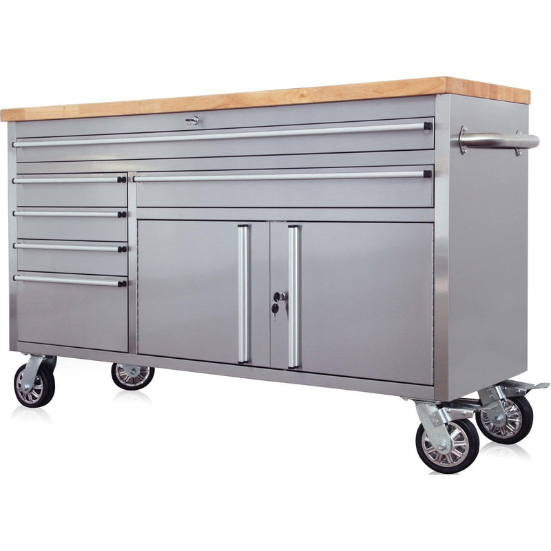 Tool Cabinet | Professional Stainless Steel Rolling Tool Cabinet 2 door 6 drawers 1644x482x904mm | Adexa 602038AS