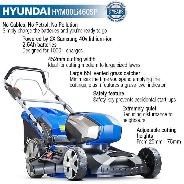 Hyundai HYM80LI460SP Battery Powered Lawnmower