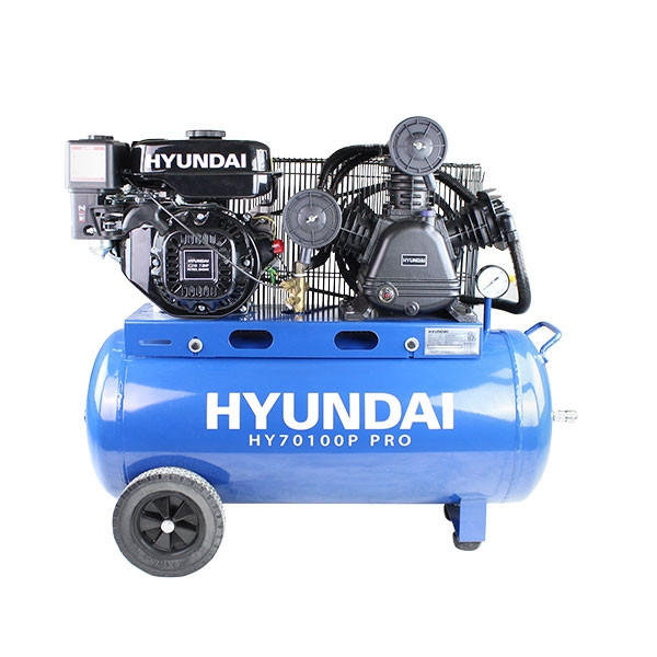 Hyundai 7hp 90L Heavy Duty Petrol Air Compressor 10.7CFM 145psi Belt Drive | HY70100P