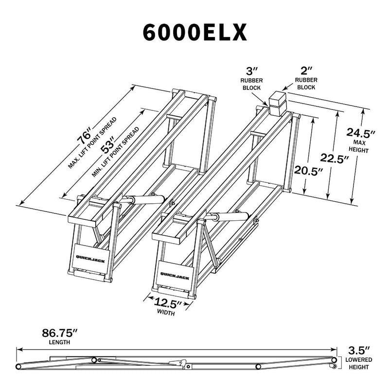 QuickJack 6000ELX Car Lift for Electric Vehicles c/w installation